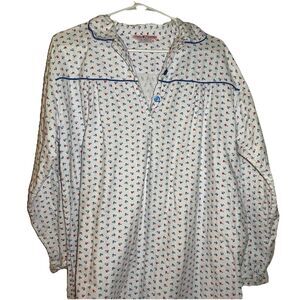 Vintage Molly Malone Women’s Flannel Nightgown Size 44 (US L) 100% Cotton Floral